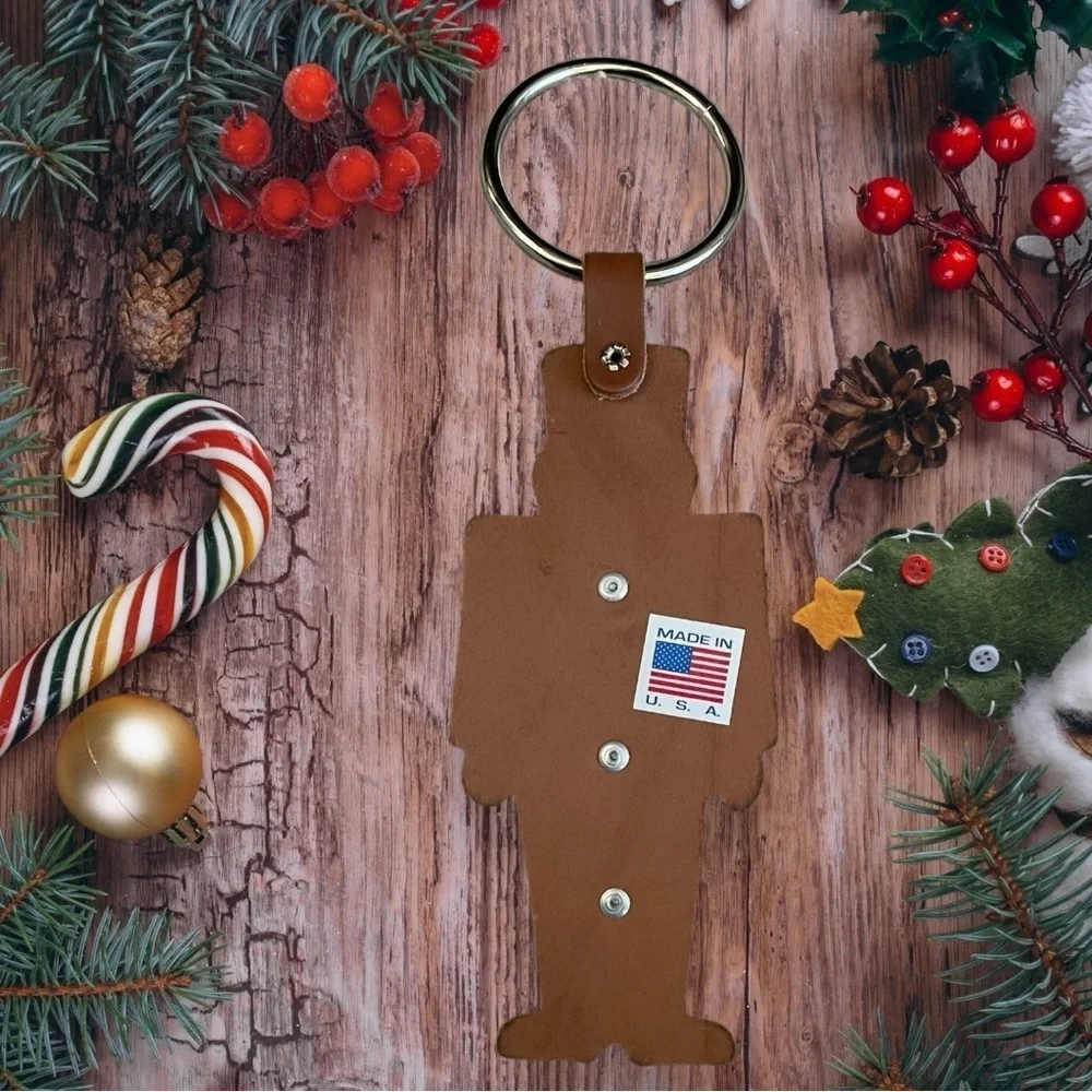 Brown Genuine Leather Jingle Sleigh Bells Door Knob Hanger- Made in USA - NWOT